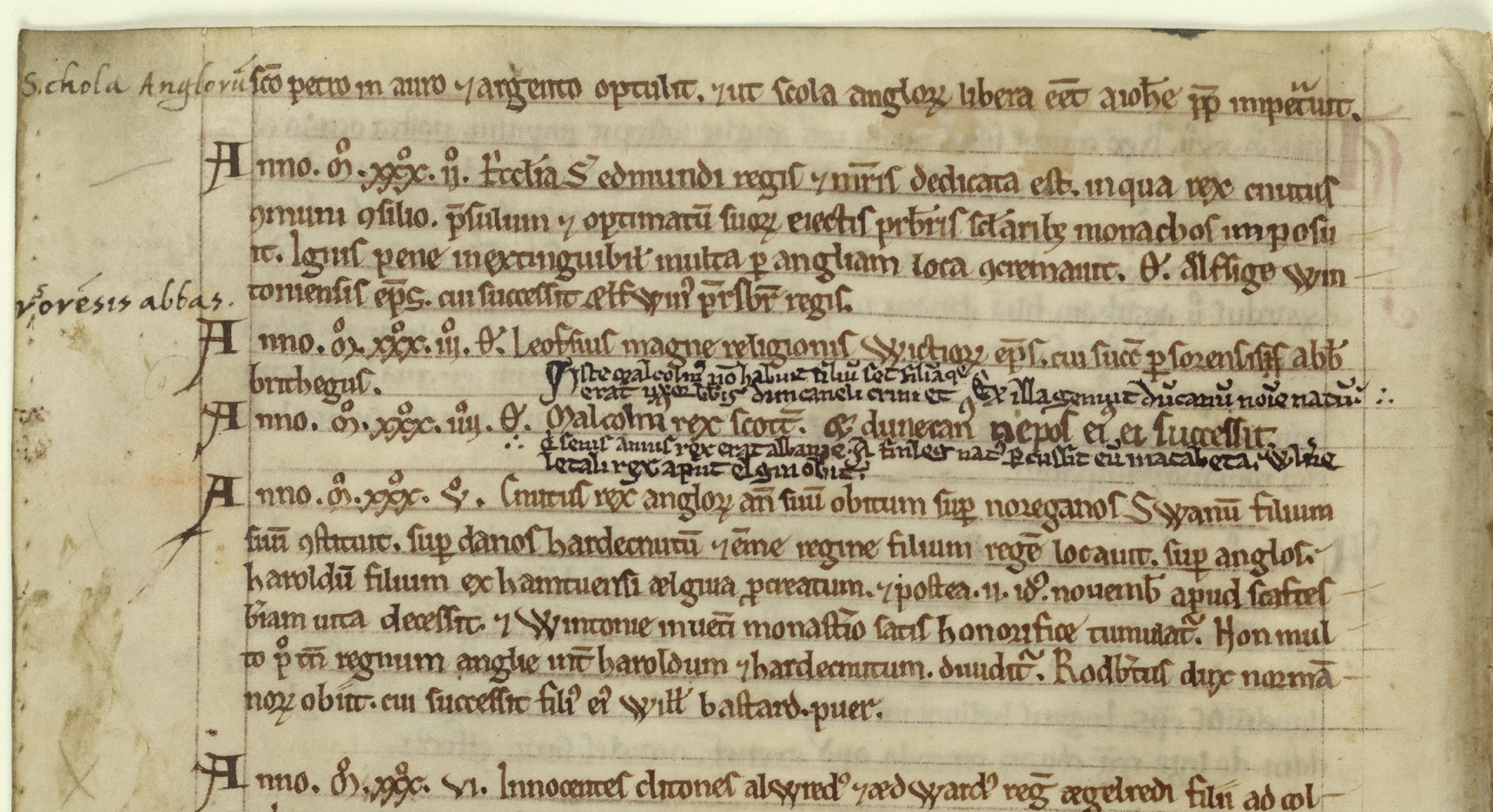 An addition to the annal for AD 1033 (Cotton MS Faustina B IX f.12v)